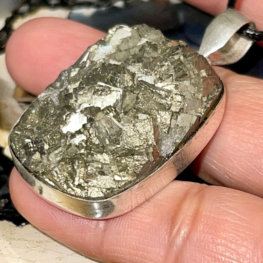“Fools Gold” Drusy Pyrite Pendant 20